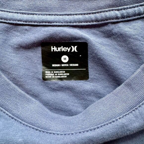 Hurley Mens Long Sleeve T-Shirt 100% Cotton Navy Size Medium Graphic Tee - Picture 3 of 8